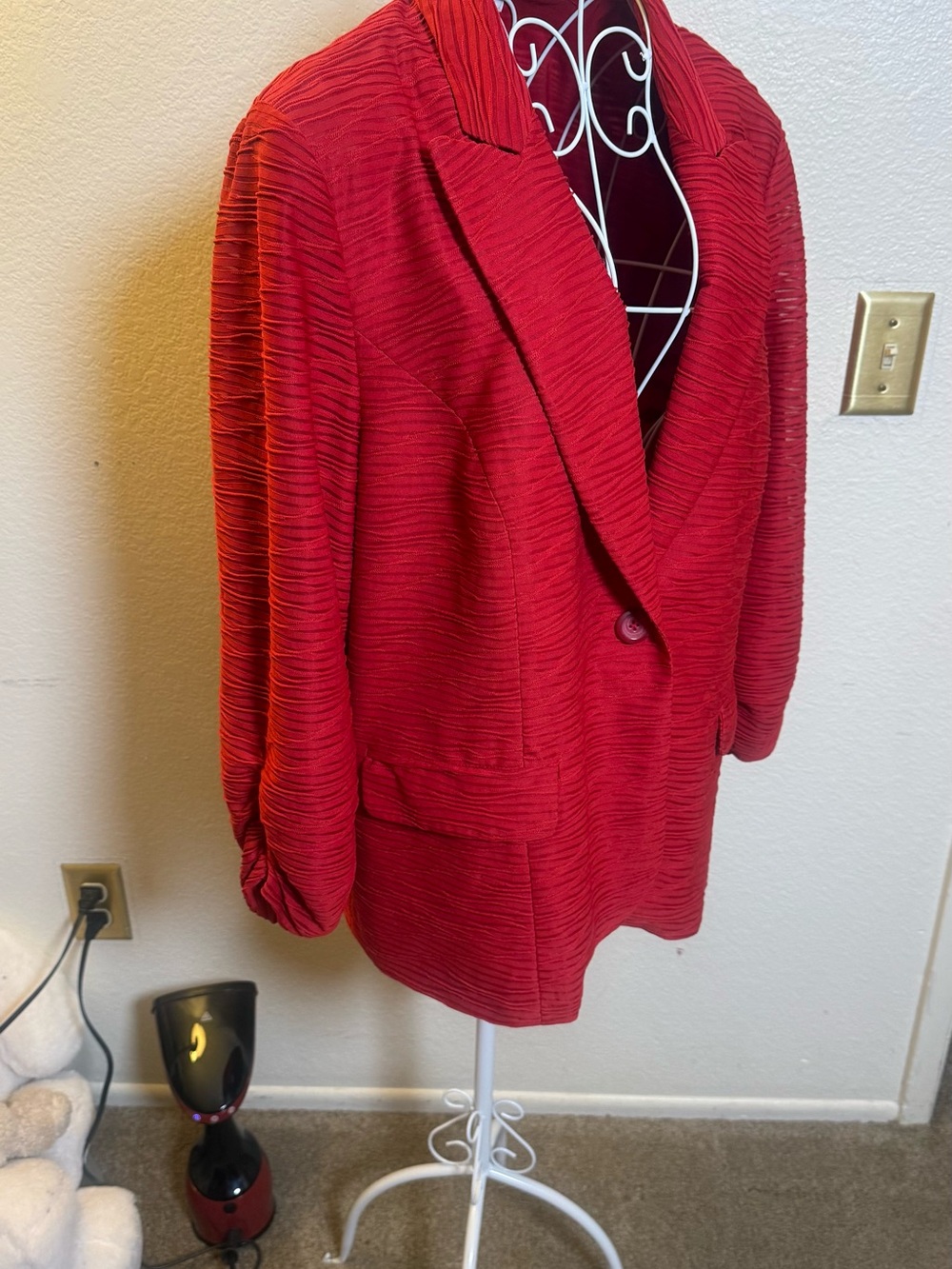 Chico's Red Textured Single-Button Blazer - Picture 11 of 11
